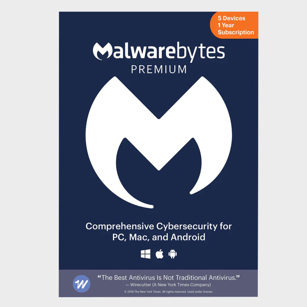 Malwarebytes Premium Cybersecurity Software (Download, 5-Device License, 1-Year)